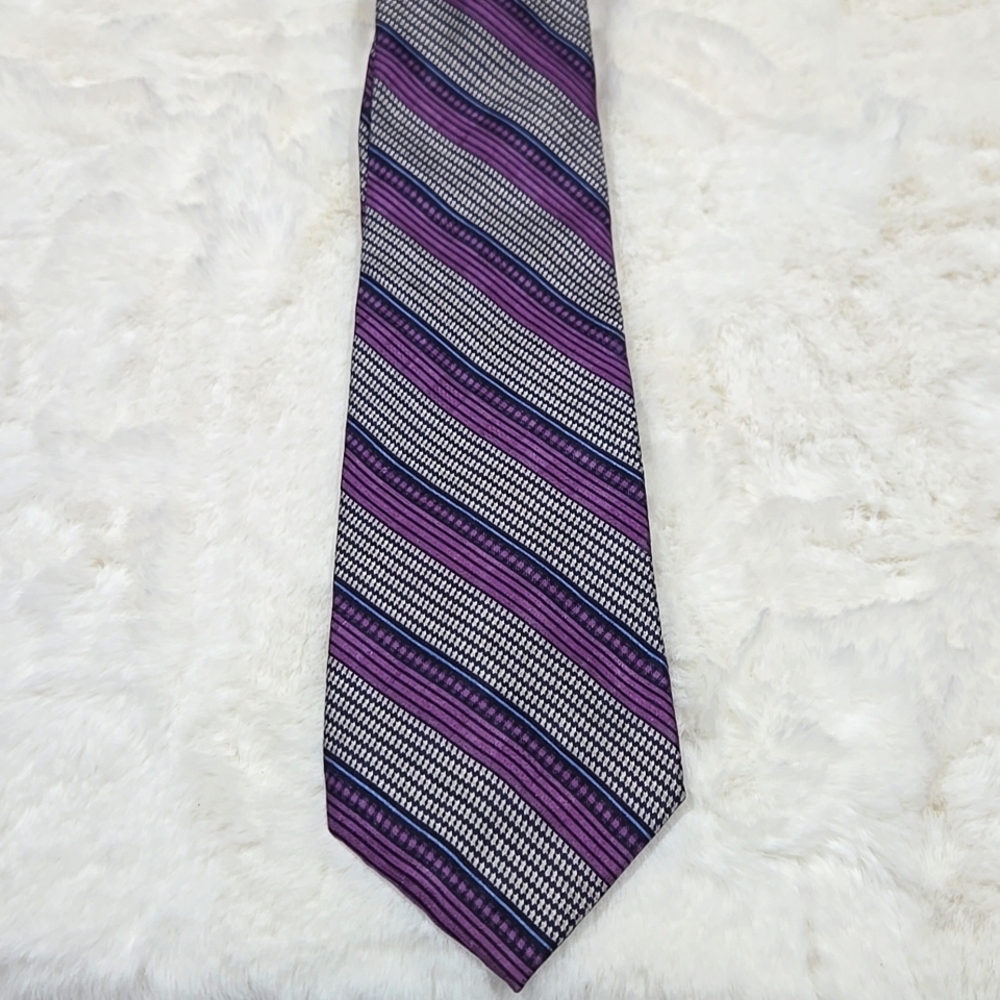 Ralph Lauren 100% silk tie purple,  black, blue, cream